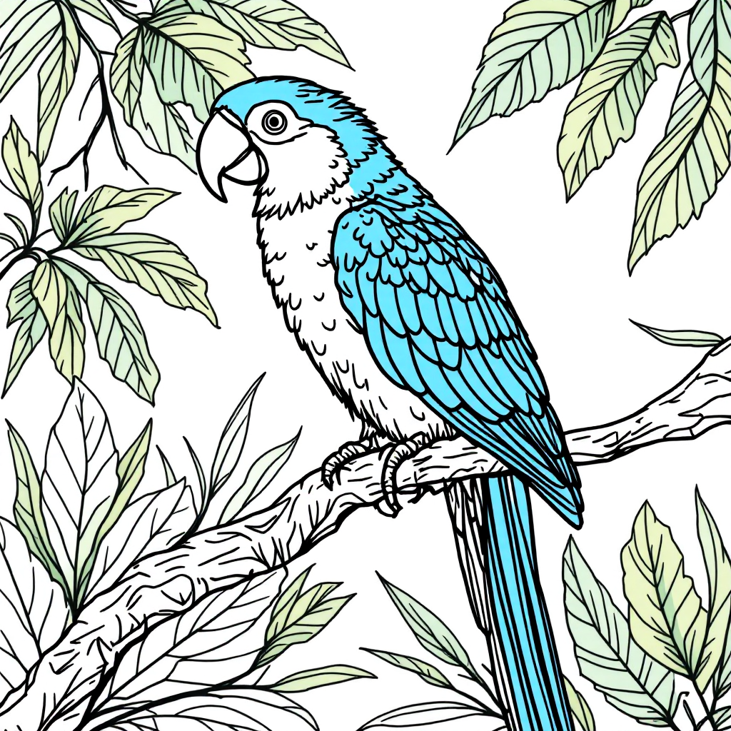 Bird Coloring: Parrot Portrait