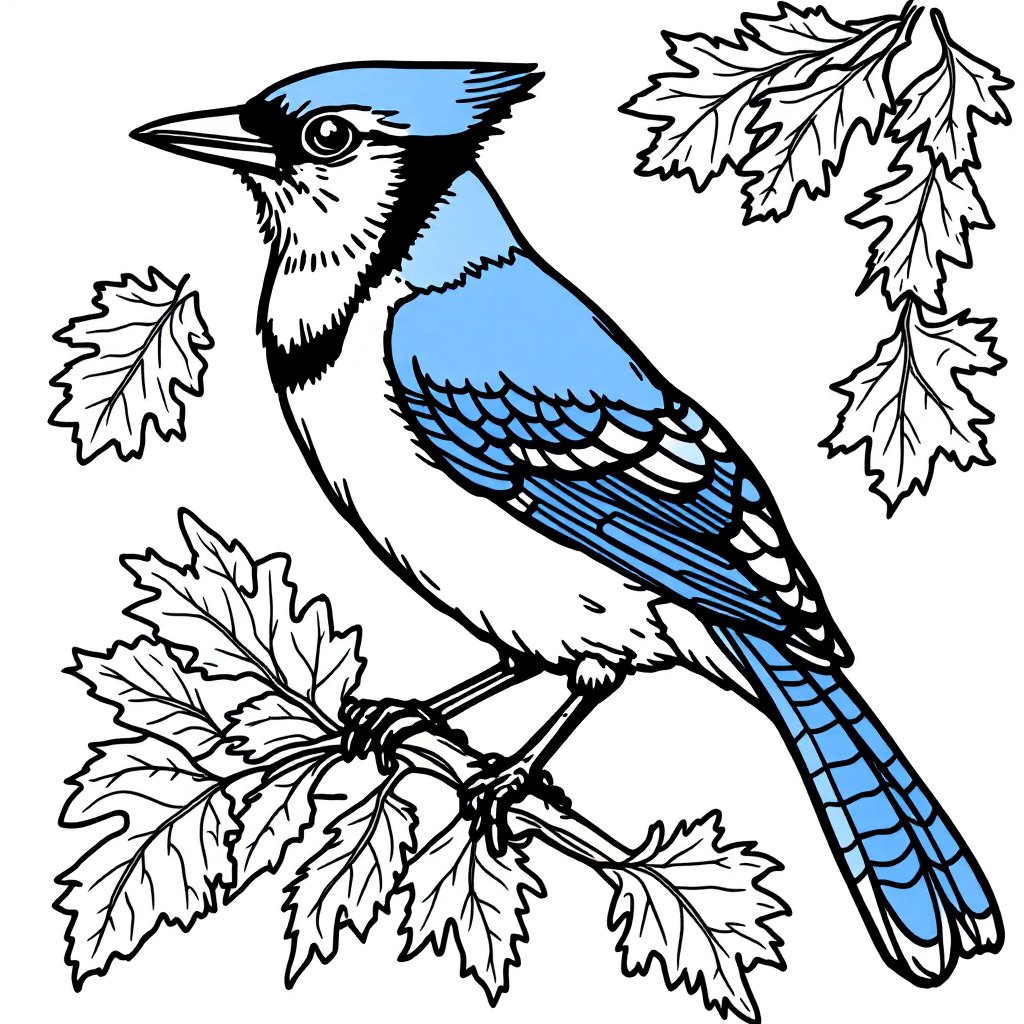 Bird Coloring: Blue Jay Perched