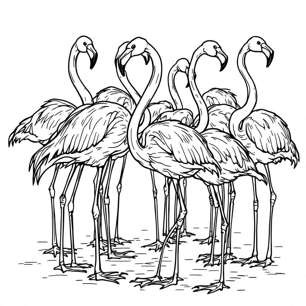 Bird Coloring: Flamingo Elegance