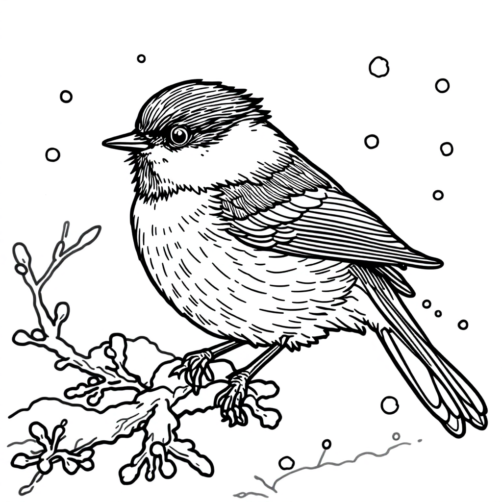 Bird Coloring: Chickadee Cute