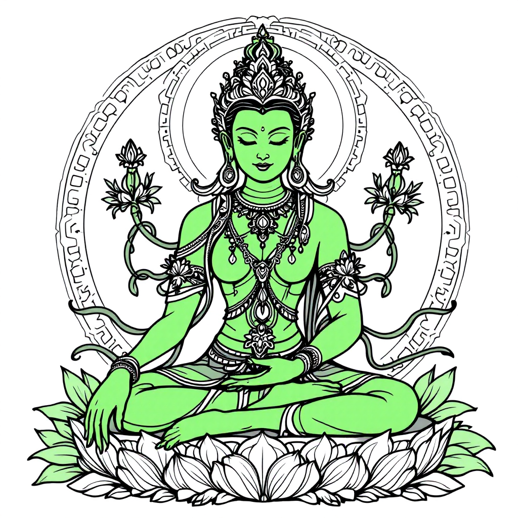 Deity Coloring: Green Tara Compassion