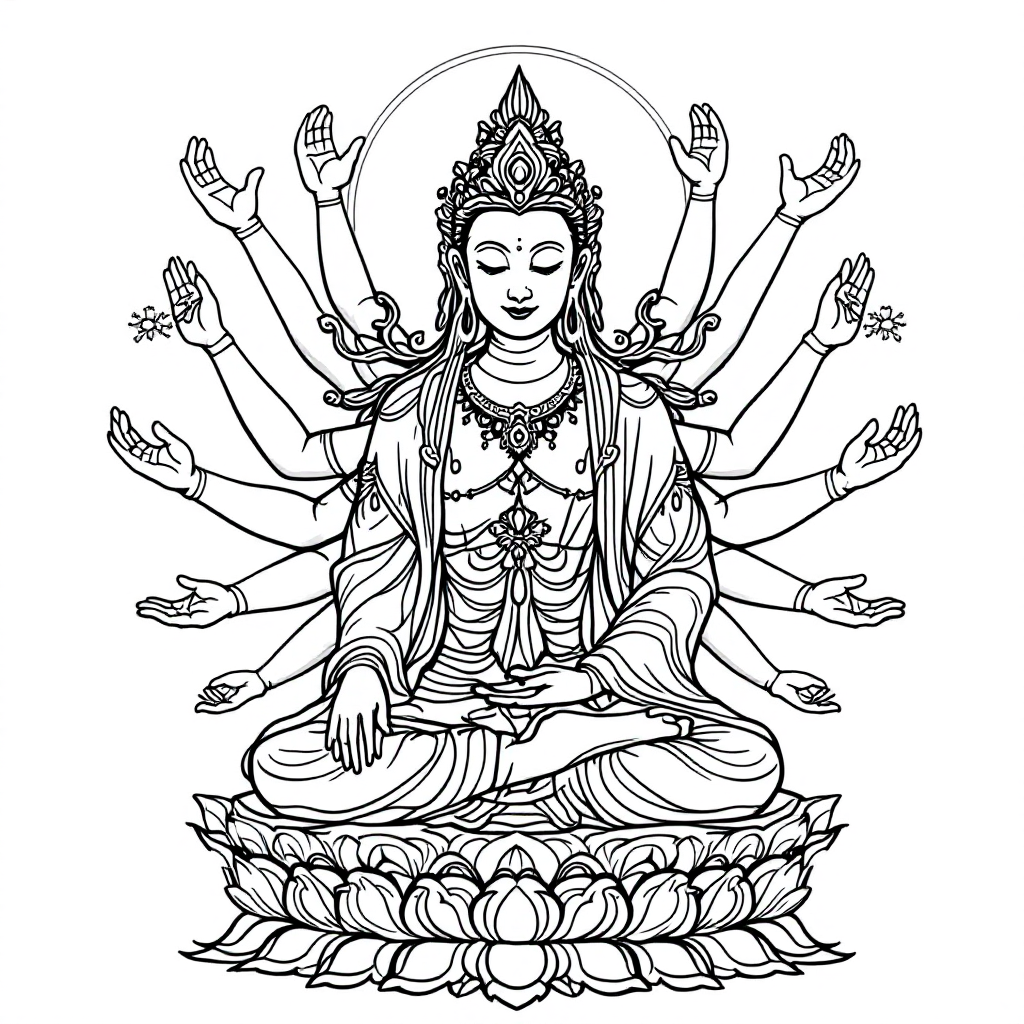 Deity Coloring: Avalokiteshvara Mercy