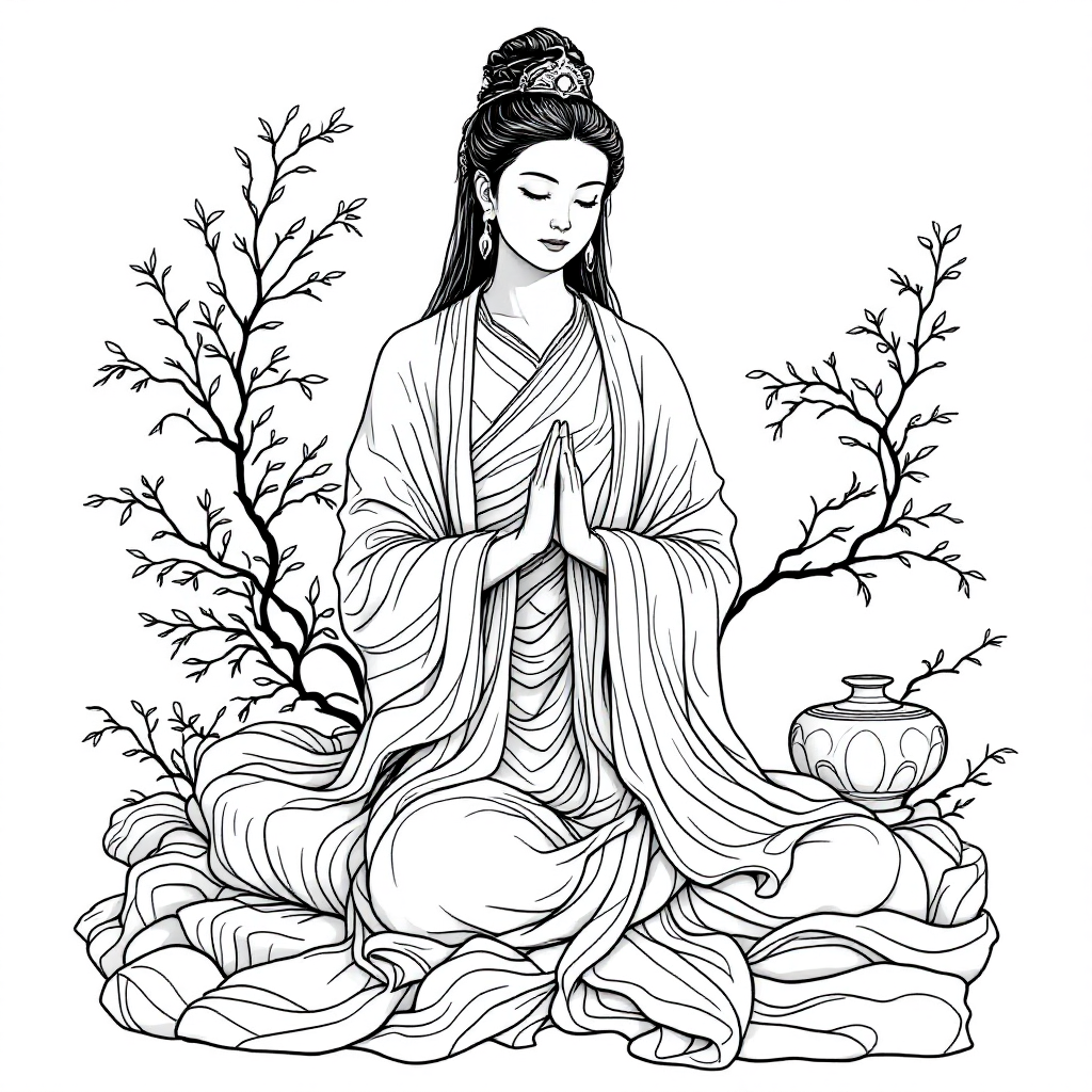 Deity Coloring: Manjushri Wisdom