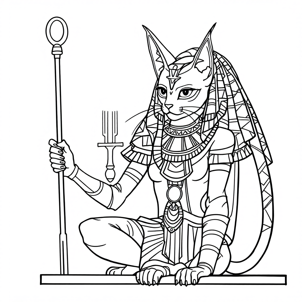 Deity Coloring: Bastet Protection