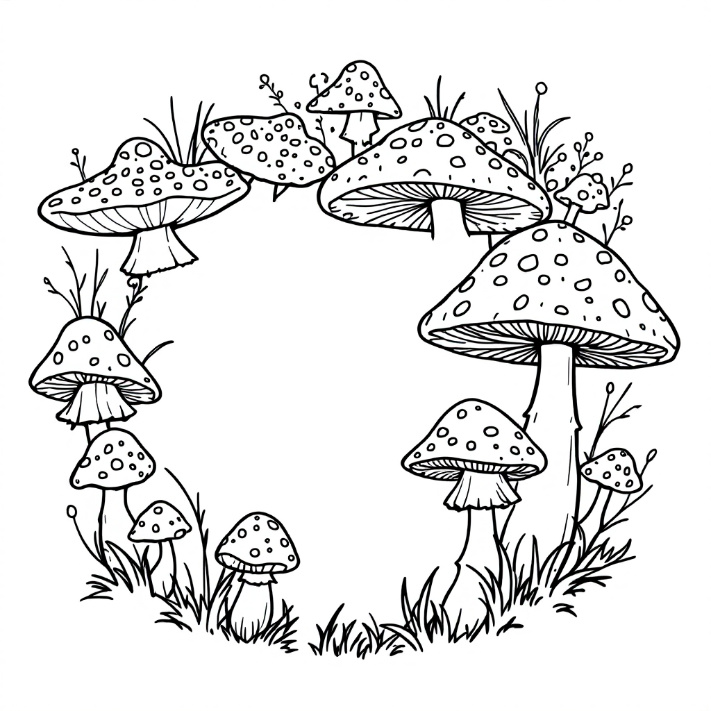 Nature Coloring: Mushroom Grove