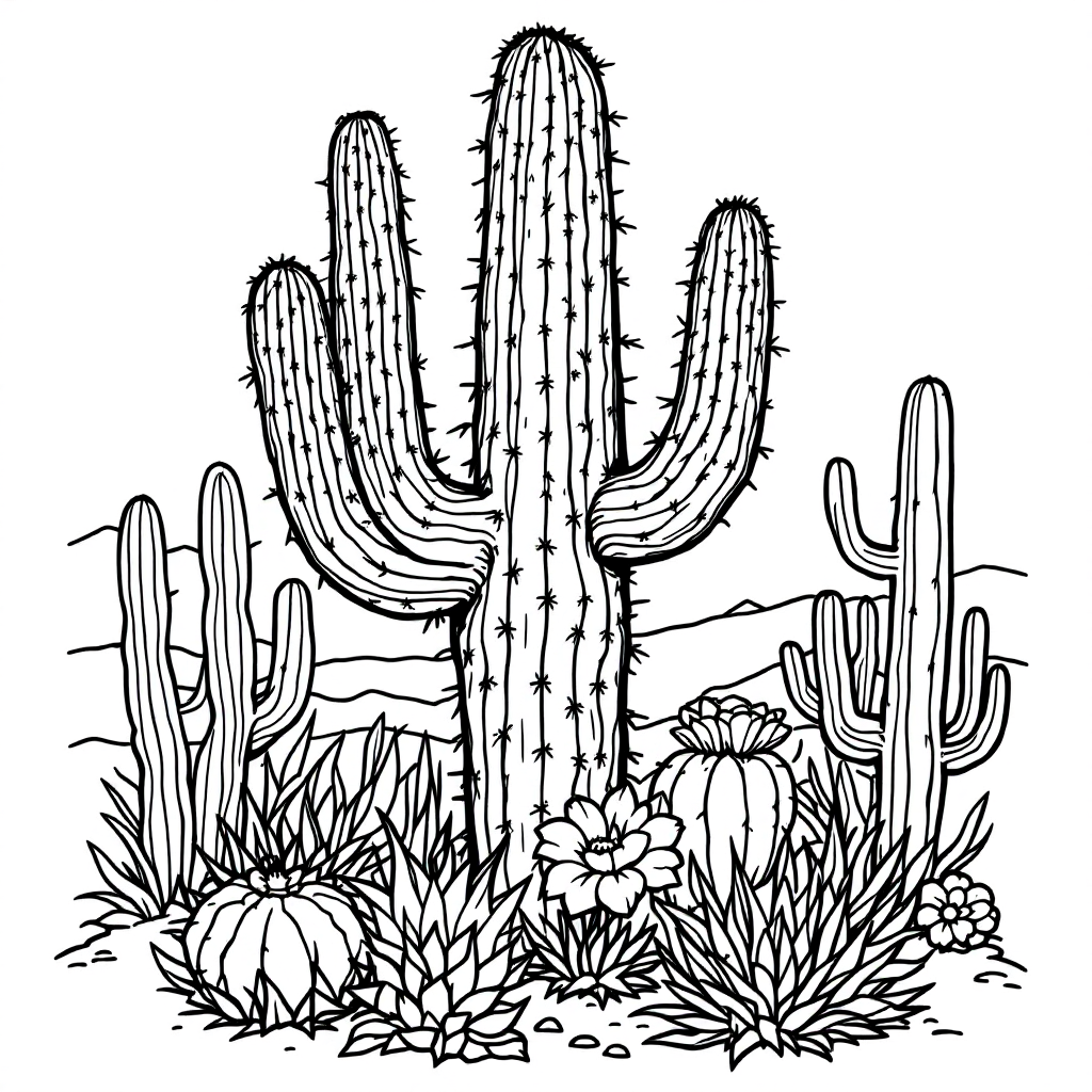Nature Coloring: Desert Cactus