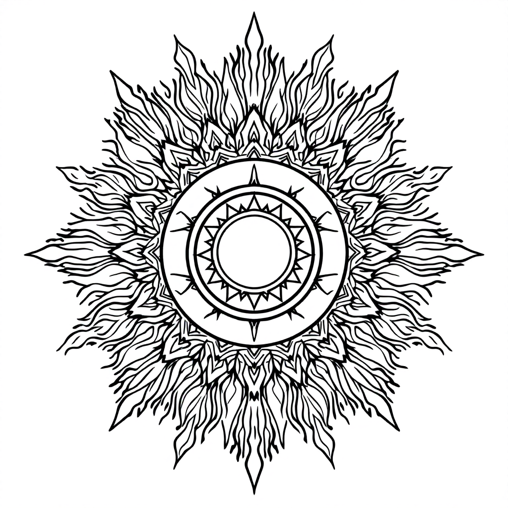 Mandala Coloring: Celestial Sun Mandala