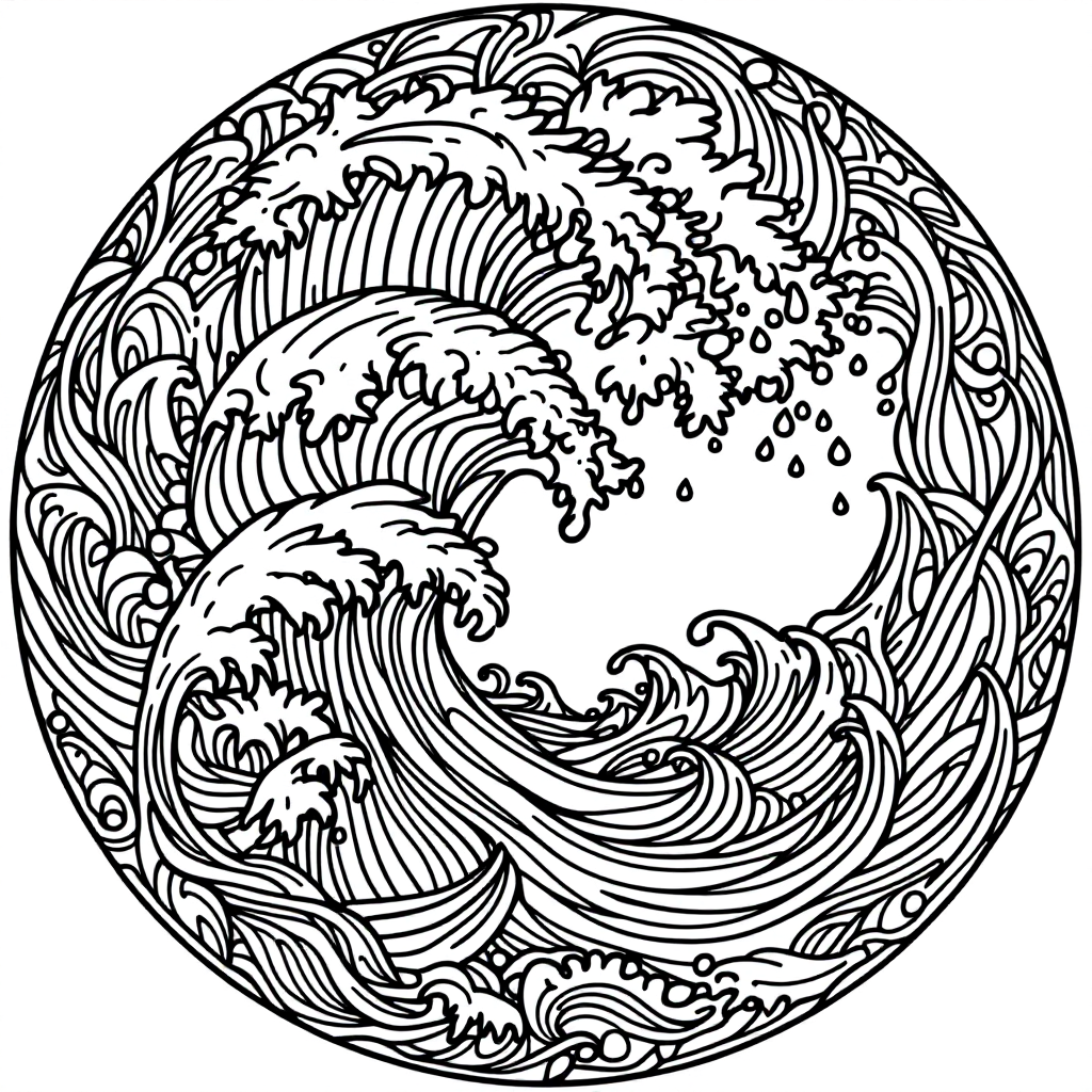 Mandala Coloring: Ocean Wave Mandala