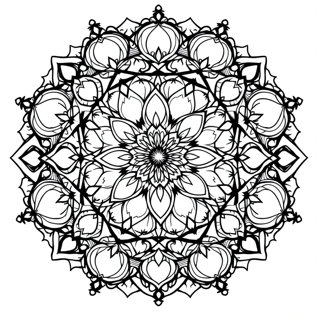 Mandala Coloring: Mandala of Hearts