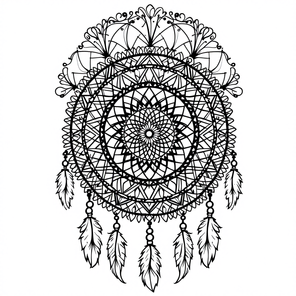 Mandala Coloring: Dreamcatcher Mandala