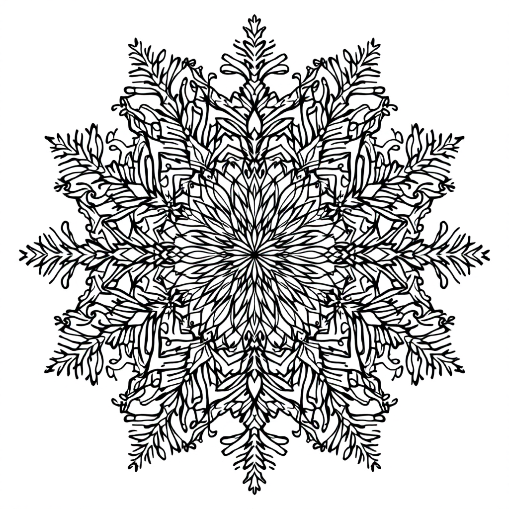 Mandala Coloring: Snowflake Crystal Mandala