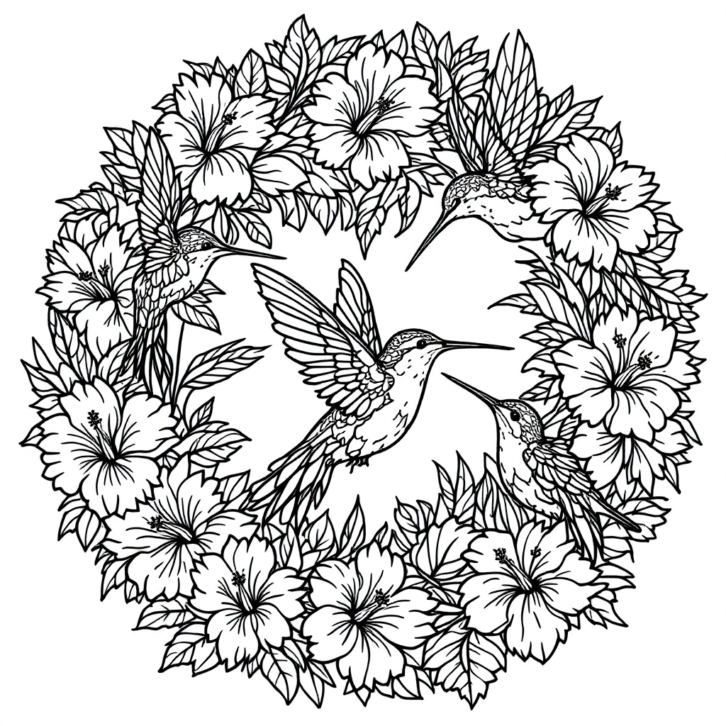 Mandala Coloring: Hummingbird Dance Mandala