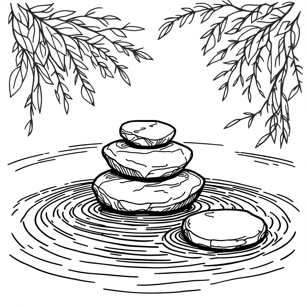 Mandala Coloring: Zen Garden Stones
