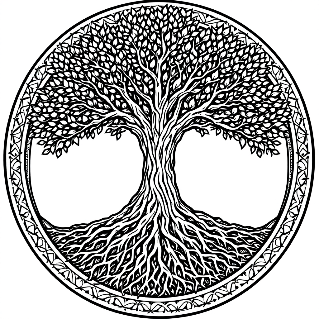 Mandala Coloring: Tree of Life Circle