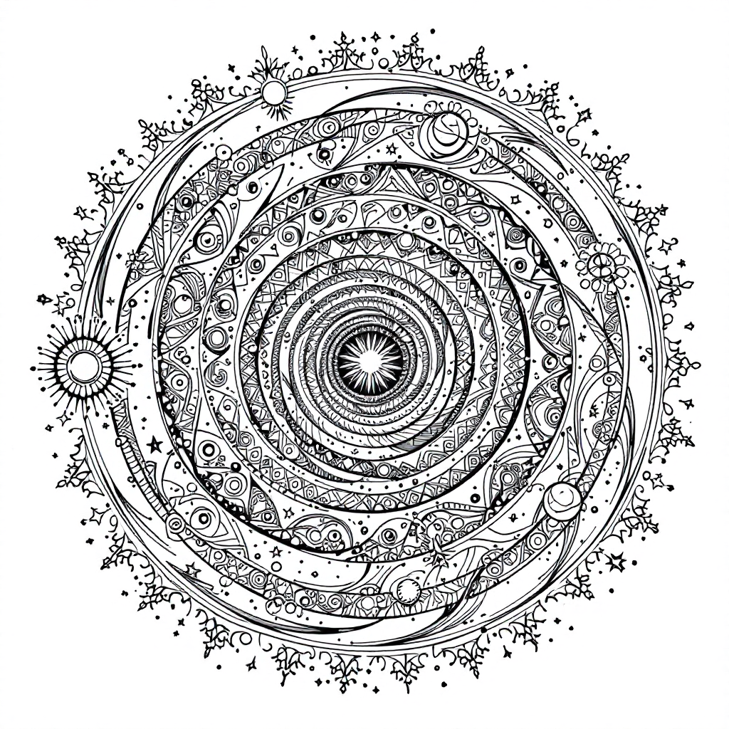 Mandala Coloring: Spiral Galaxy Mandala