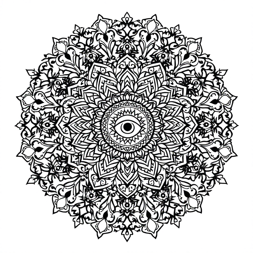 Mandala Coloring: Hamsa Hand Mandala