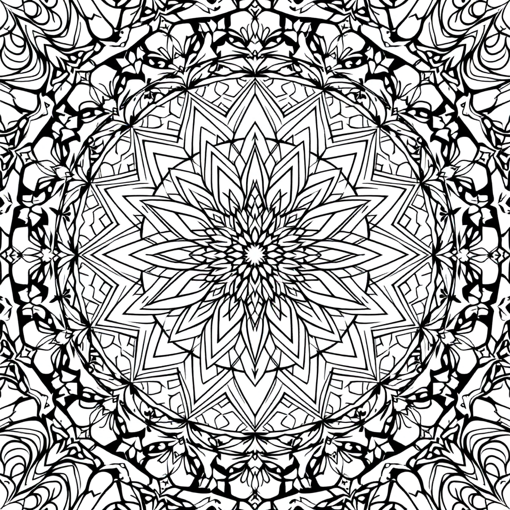 Mandala Coloring: Crystal Grid Mandala